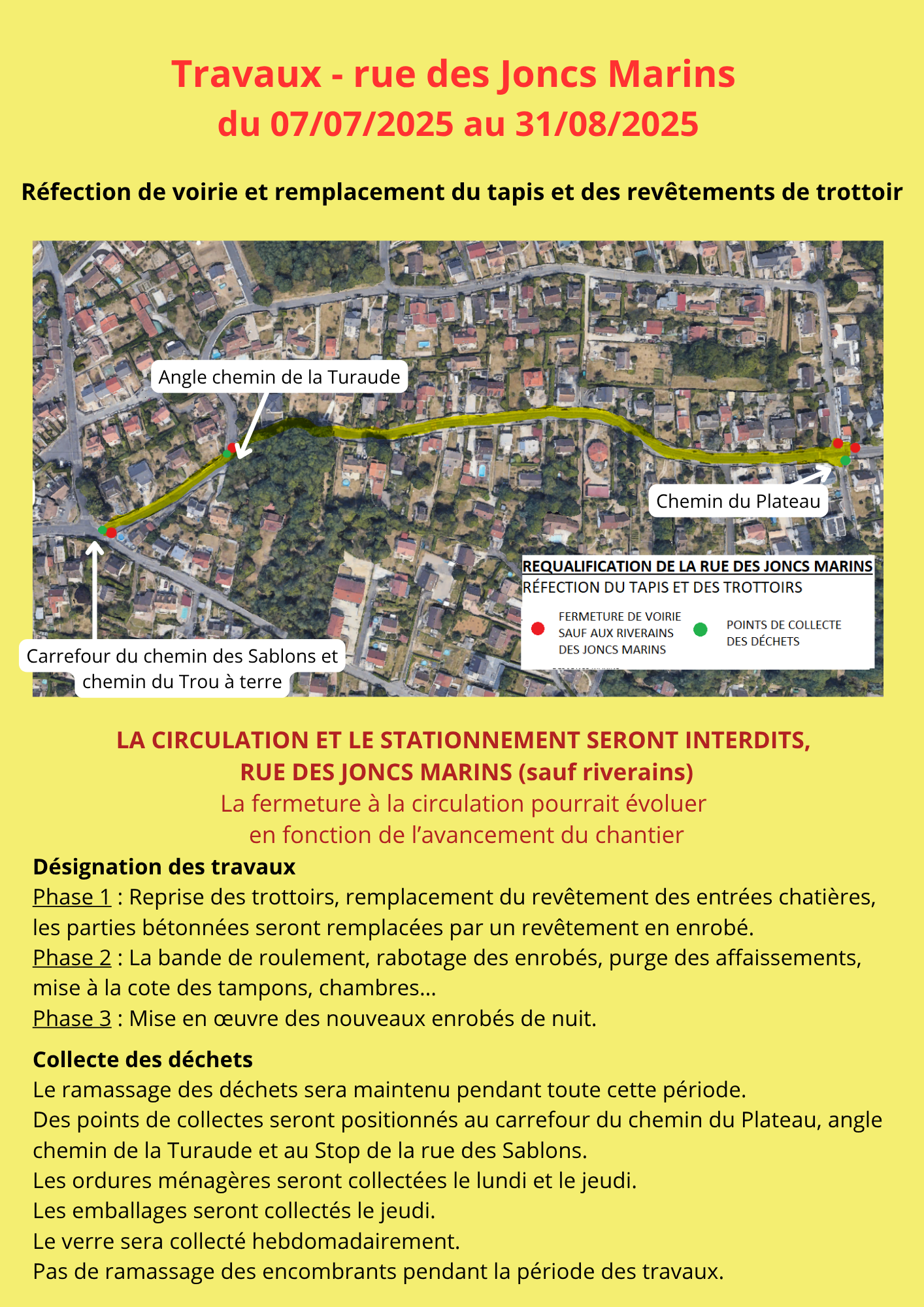 TRAVAUX RUE DES JONCS MARINS